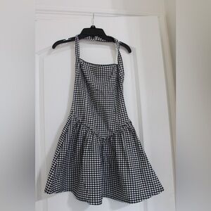 Elegant Black and White Checkered Mini Dress